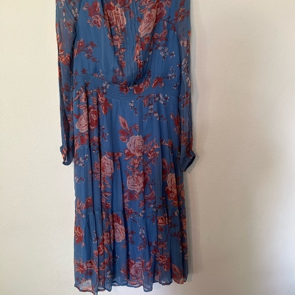 Sundance Meadows Explored Long Sleeve Midi Dress in Blue Combo Size S - Picture 2 of 7